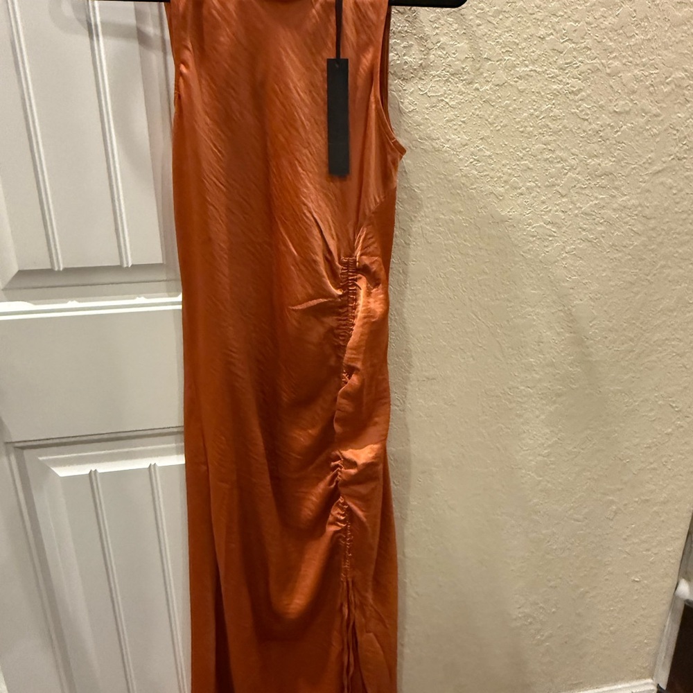 Elegant Burnt Orange Sleeveless Dress